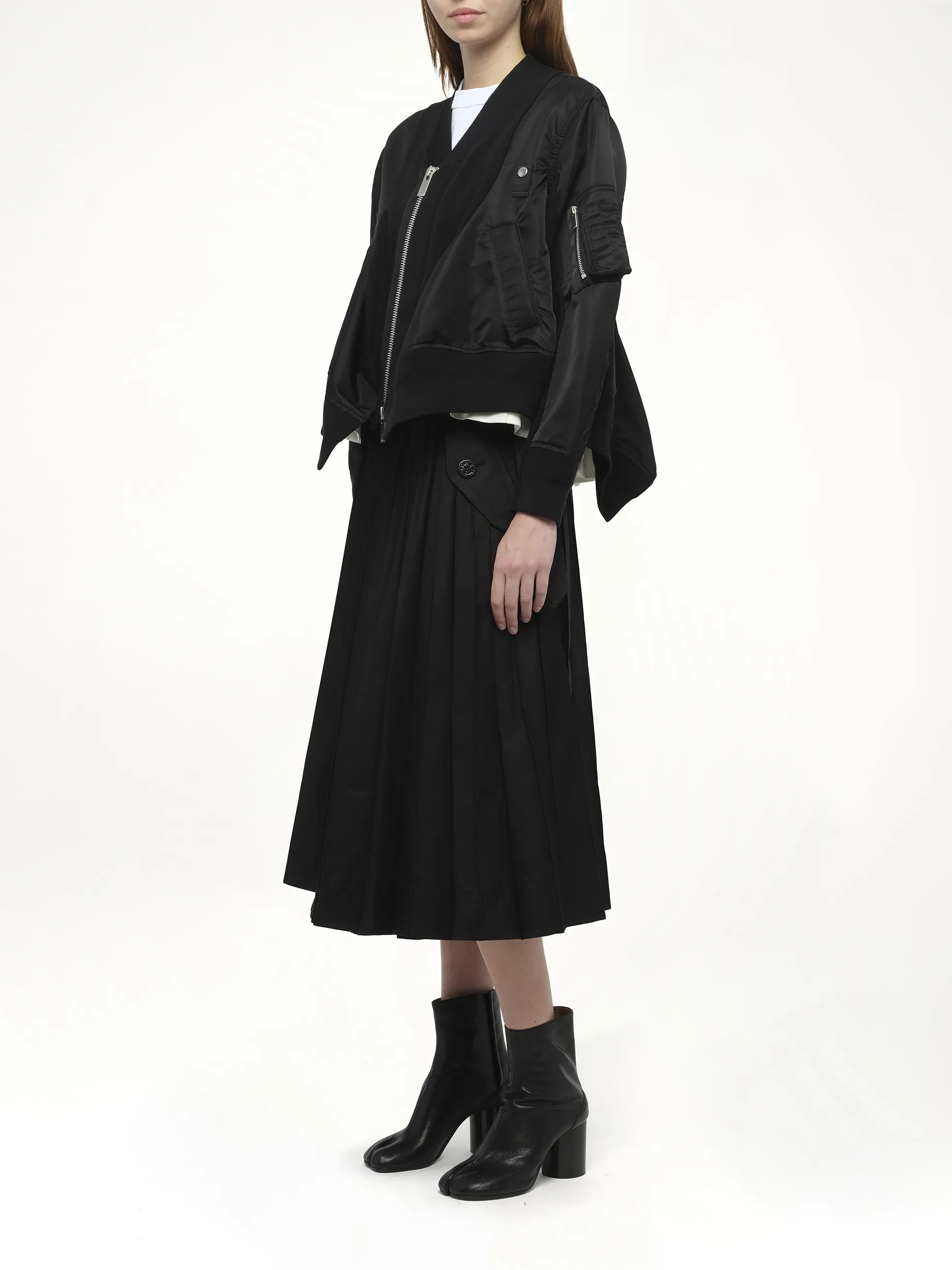 Nylon Twill x Knit Cardigan in Black sold by MARAIS product image thumbnail 4