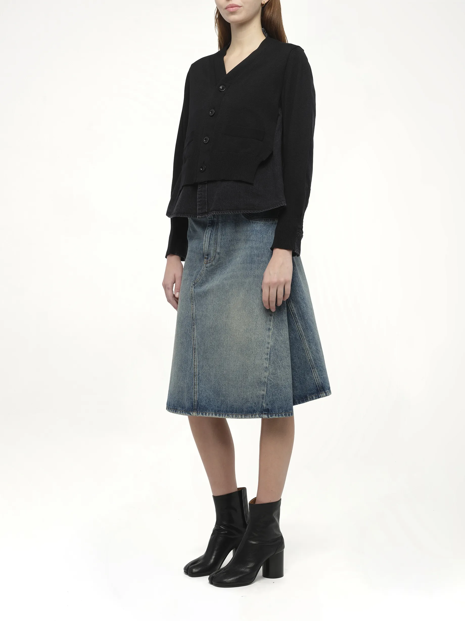 Denim x Knit Cardigan in Black sold by MARAIS product image thumbnail 4