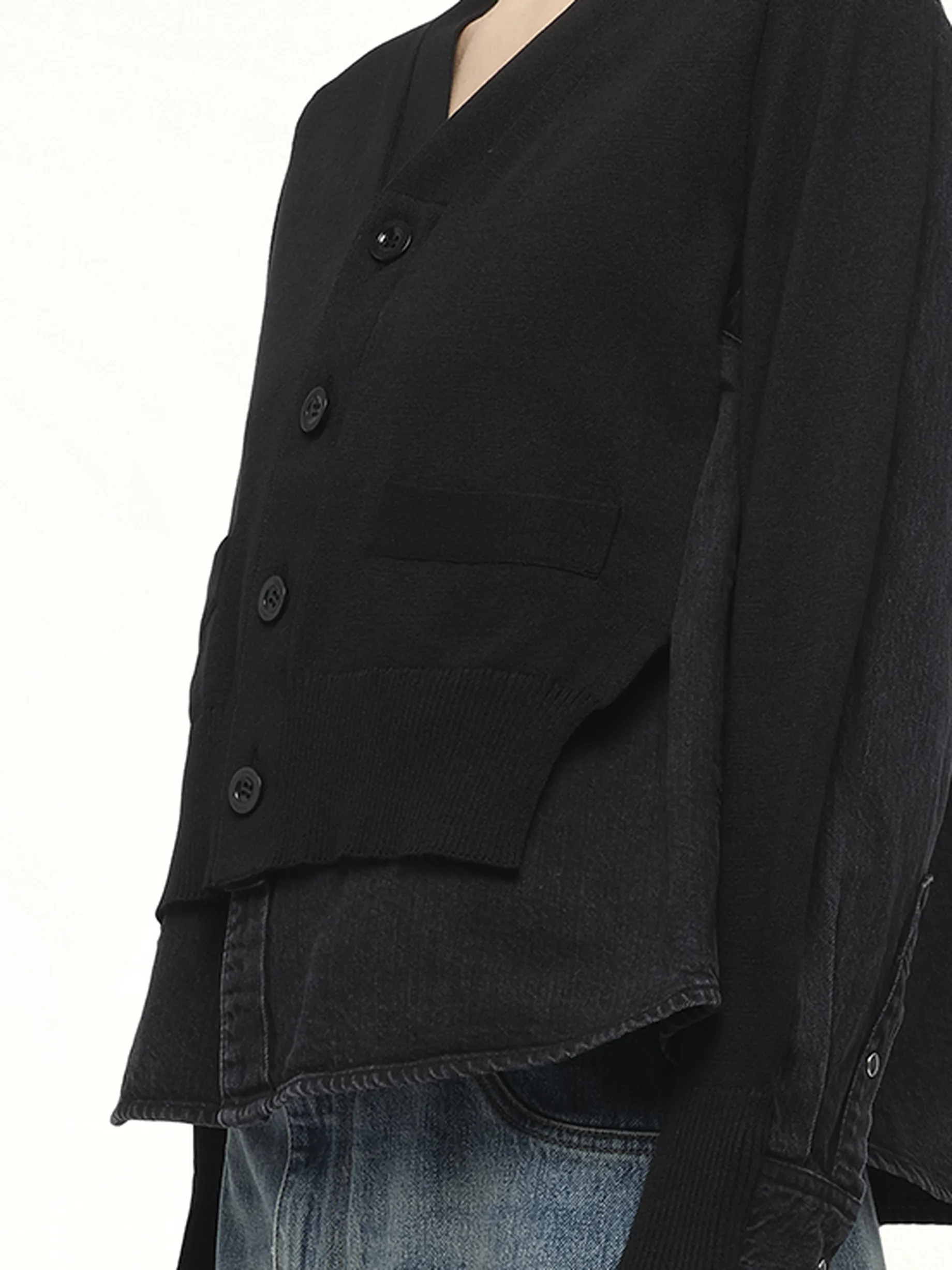 Denim x Knit Cardigan in Black sold by MARAIS product image thumbnail 3