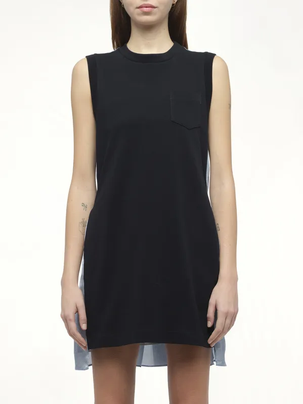 Denim x Cotton Jersey Dress in Navy/Light Blue sold by MARAIS