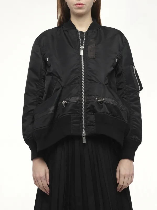 Nylon Twill Blouson with Drawstring in Black sold by MARAIS