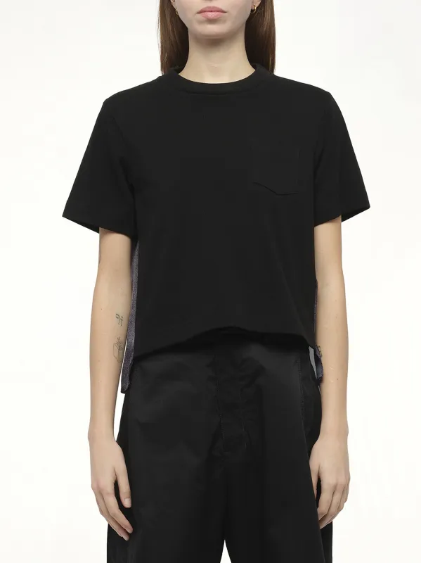 Denim x Cotton Jersey T-Shirt in Black/Indigo sold by MARAIS