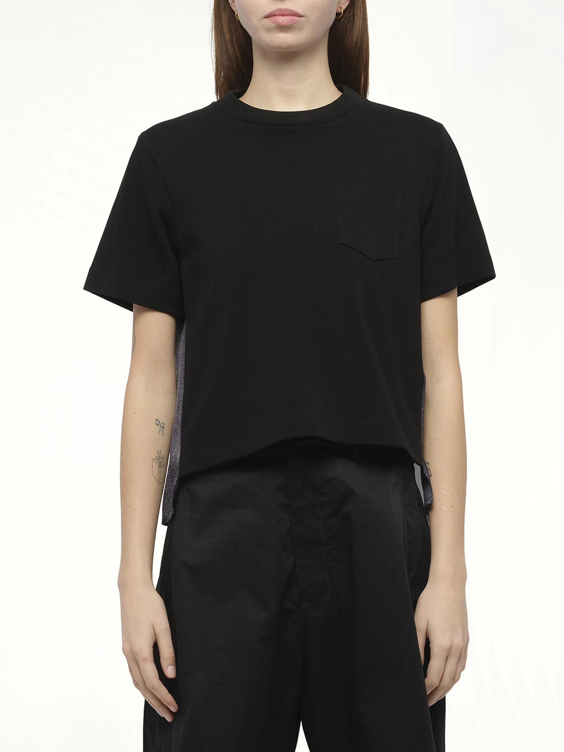 Denim x Cotton Jersey T-Shirt in Black/Indigo sold by MARAIS