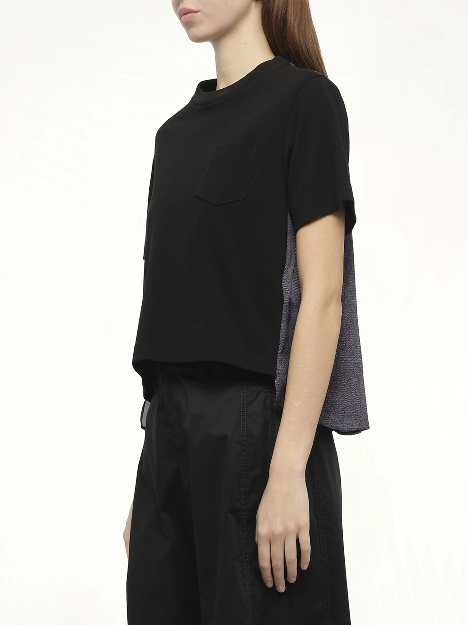 Denim x Cotton Jersey T-Shirt in Black/Indigo sold by MARAIS product image thumbnail 5