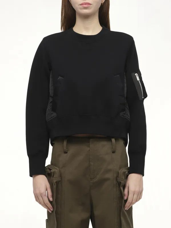Sponge Sweat x Nylon Twill Pullover in Black/Black sold by MARAIS