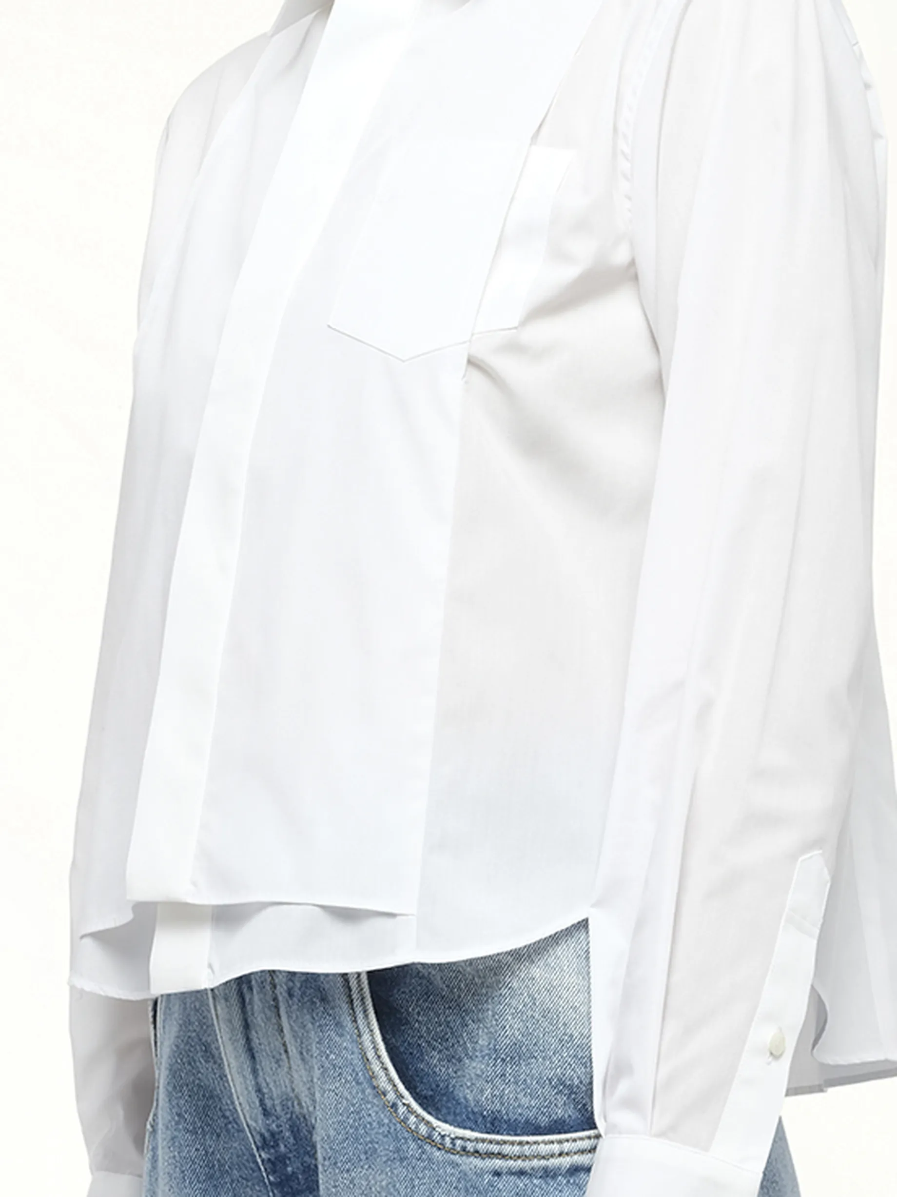 Layered Poplin Shirt in Off White sold by MARAIS product image thumbnail 3