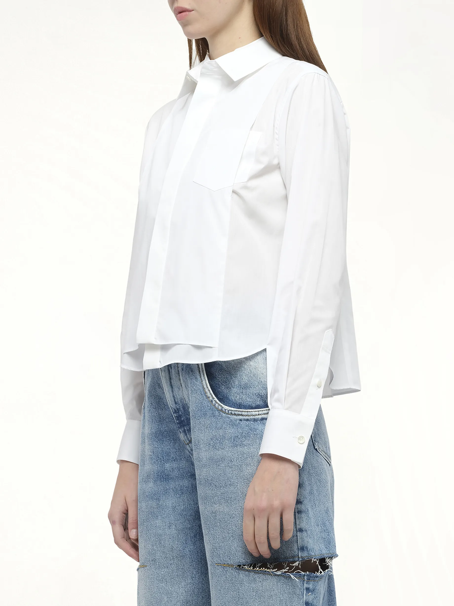 Layered Poplin Shirt in Off White sold by MARAIS product image thumbnail 5