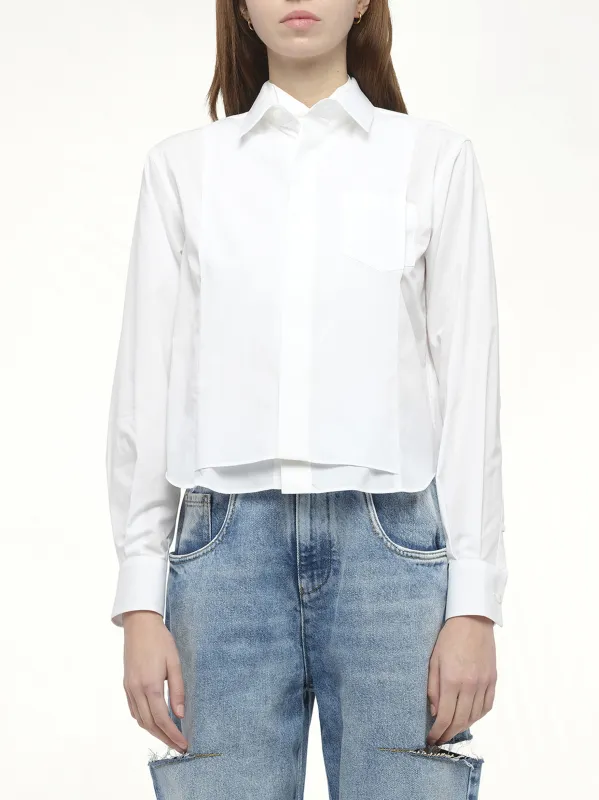 Layered Poplin Shirt in Off White made by Sacai