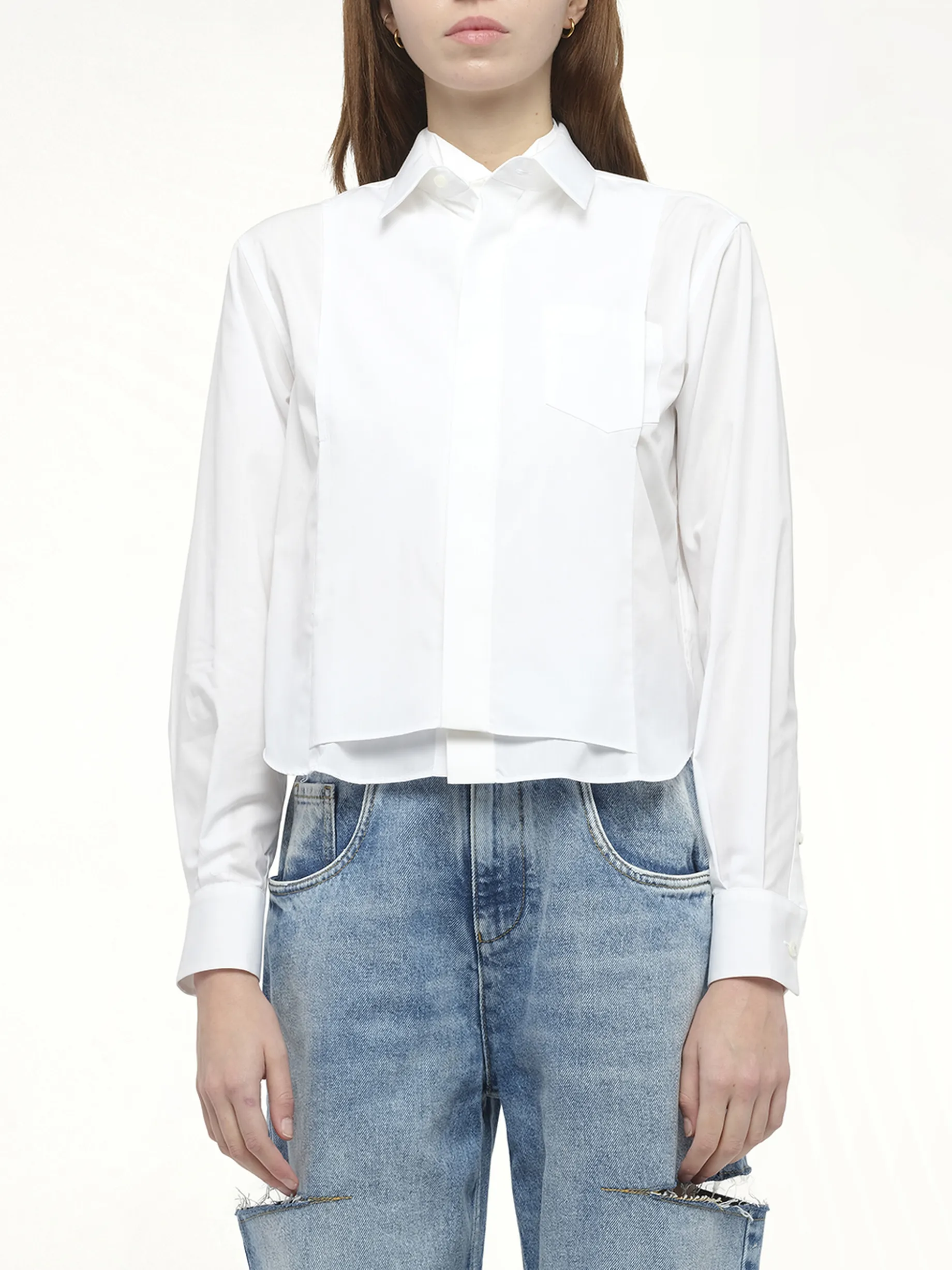 Layered Poplin Shirt in Off White sold by MARAIS