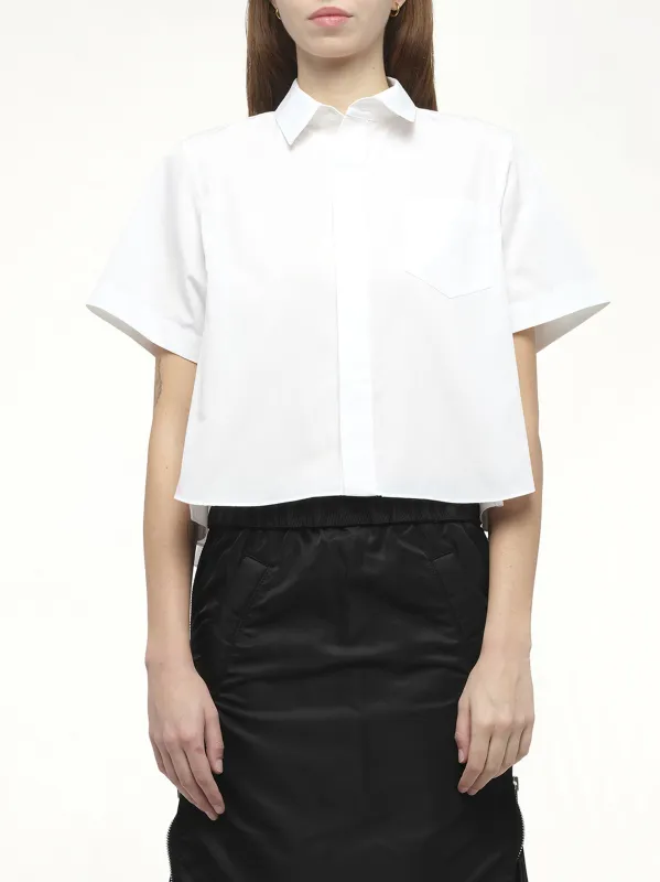Frill Poplin Shirt in Off White made by MARAIS