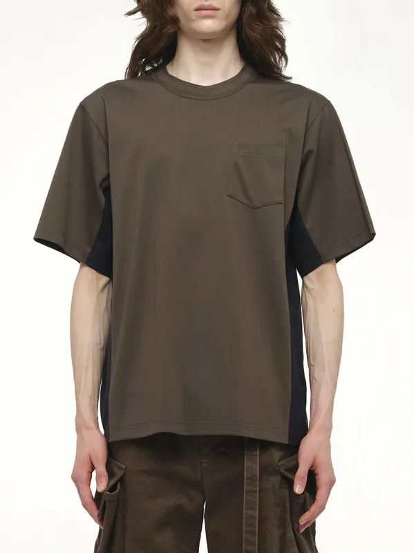 Suiting x Cotton Jersey T-Shirt in Khaki/Navy sold by MARAIS
