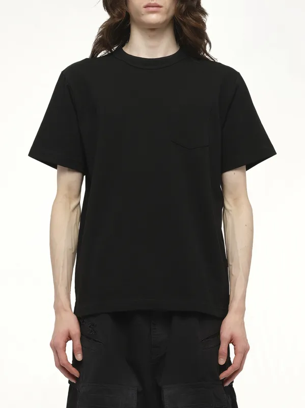 Side Zip Cotton T-Shirt in Black sold by MARAIS