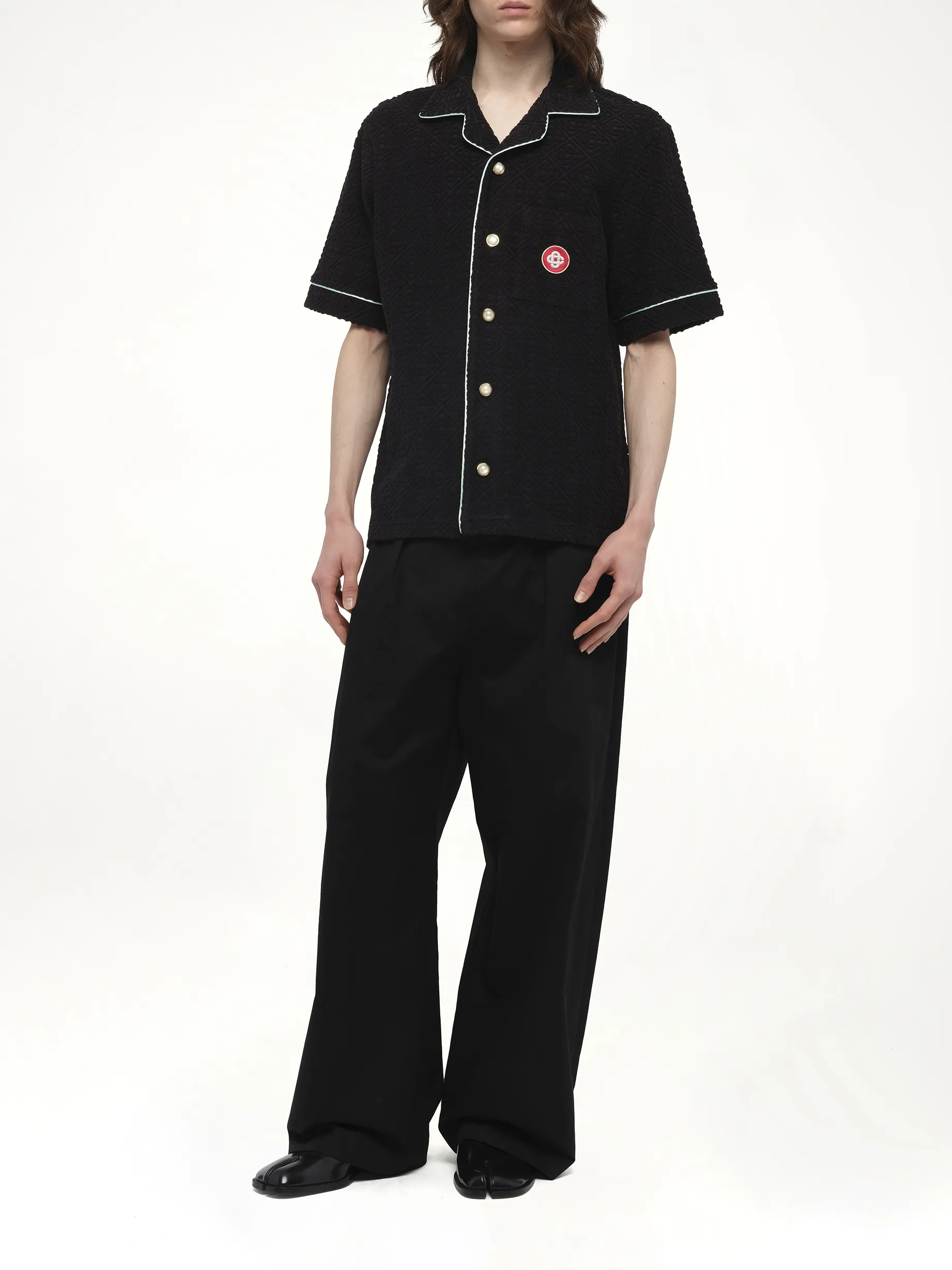 Towelling Monogram Shirt in Black sold by MARAIS product image thumbnail 4