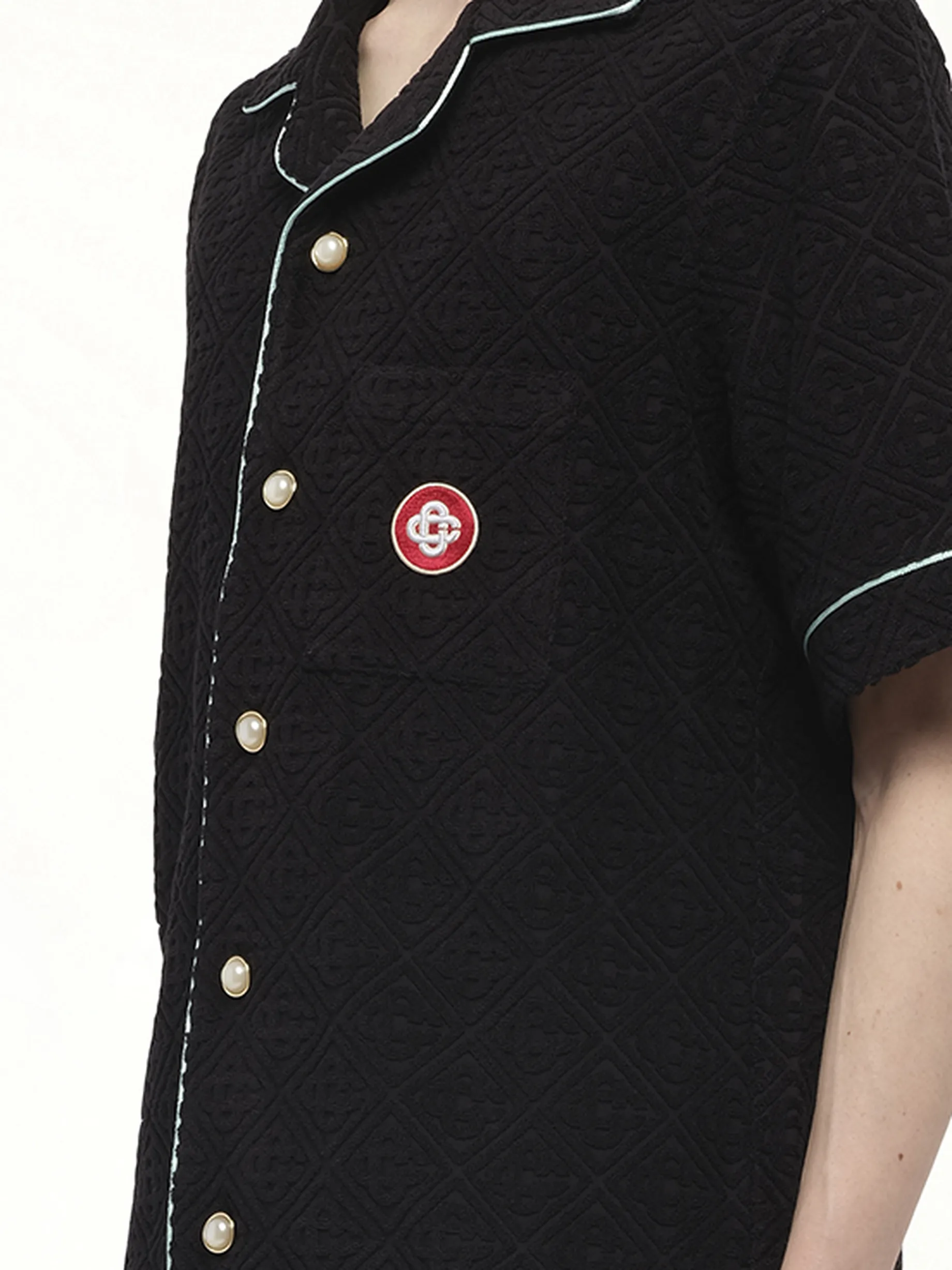 Towelling Monogram Shirt in Black sold by MARAIS product image thumbnail 3