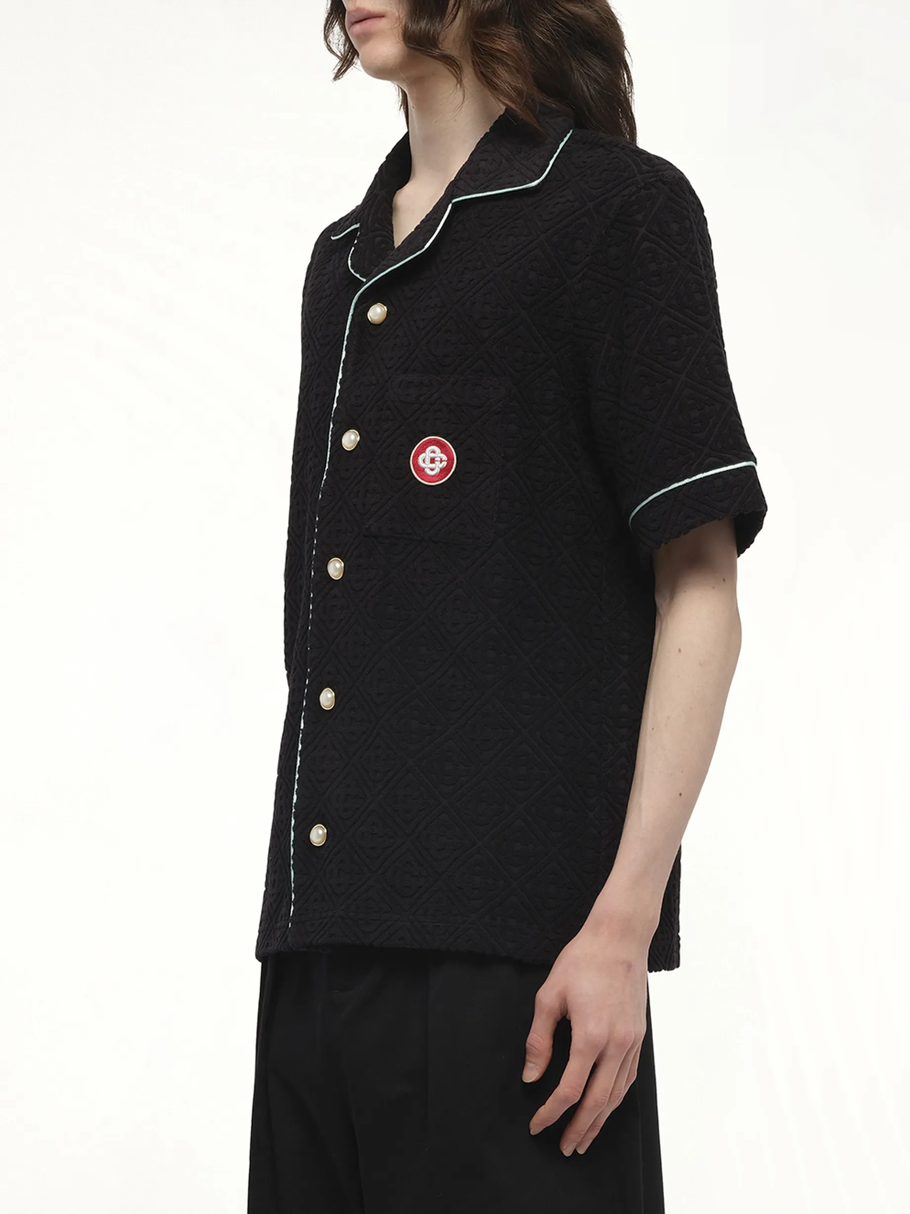 Towelling Monogram Shirt in Black sold by MARAIS product image thumbnail 5