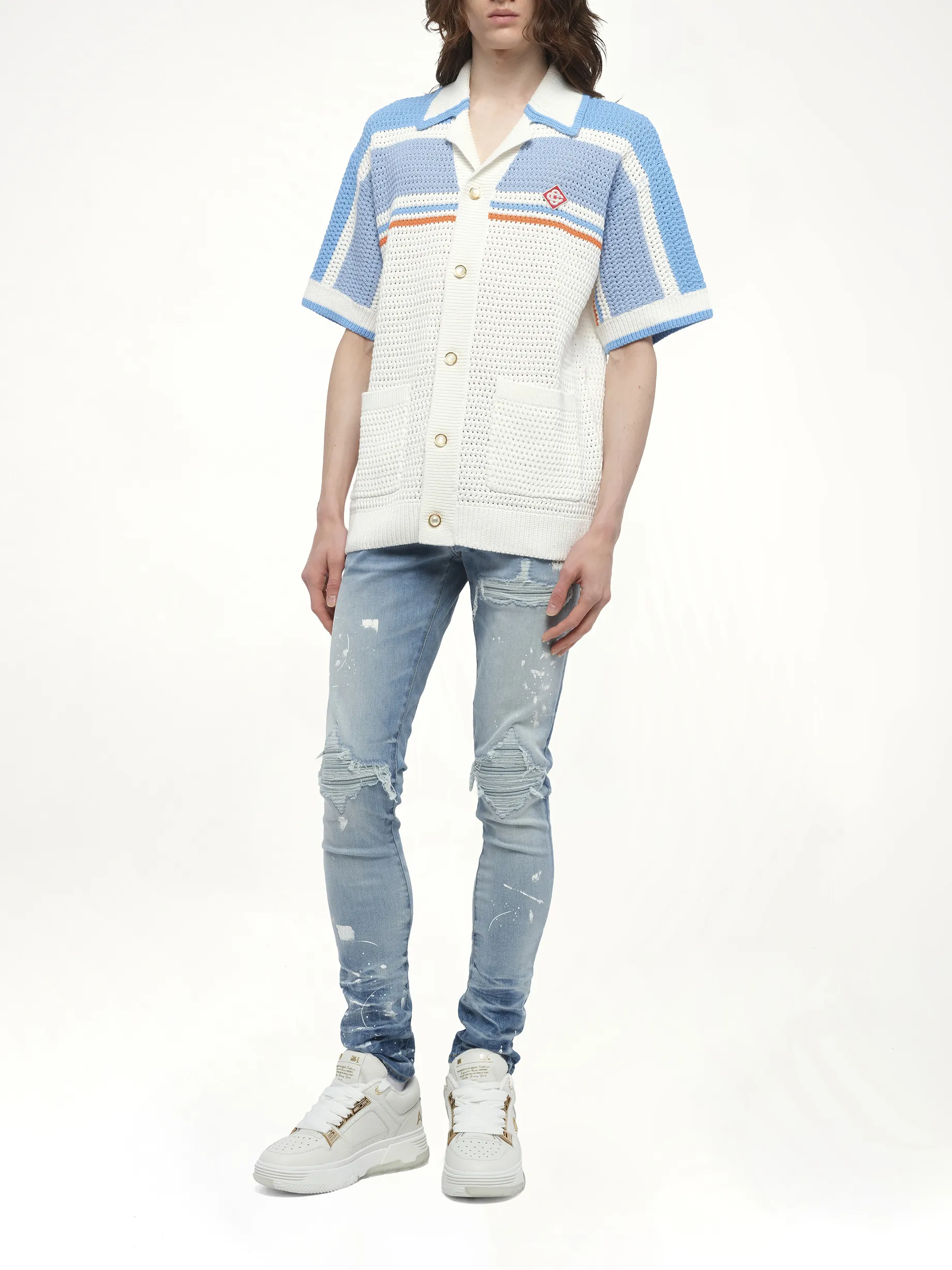 Faux Crochet Shirt in Blue sold by MARAIS product image thumbnail 4