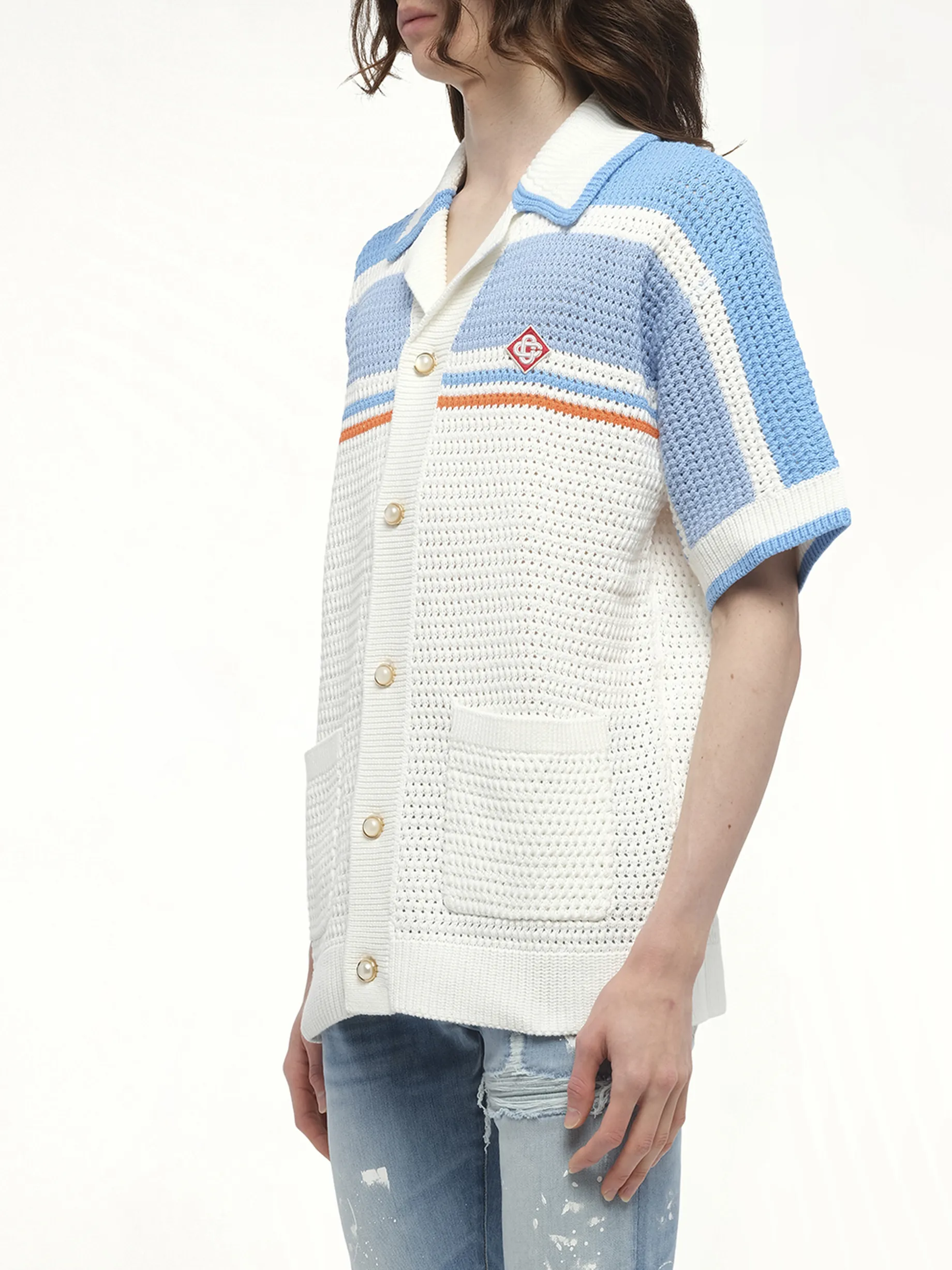 Faux Crochet Shirt in Blue sold by MARAIS product image thumbnail 5