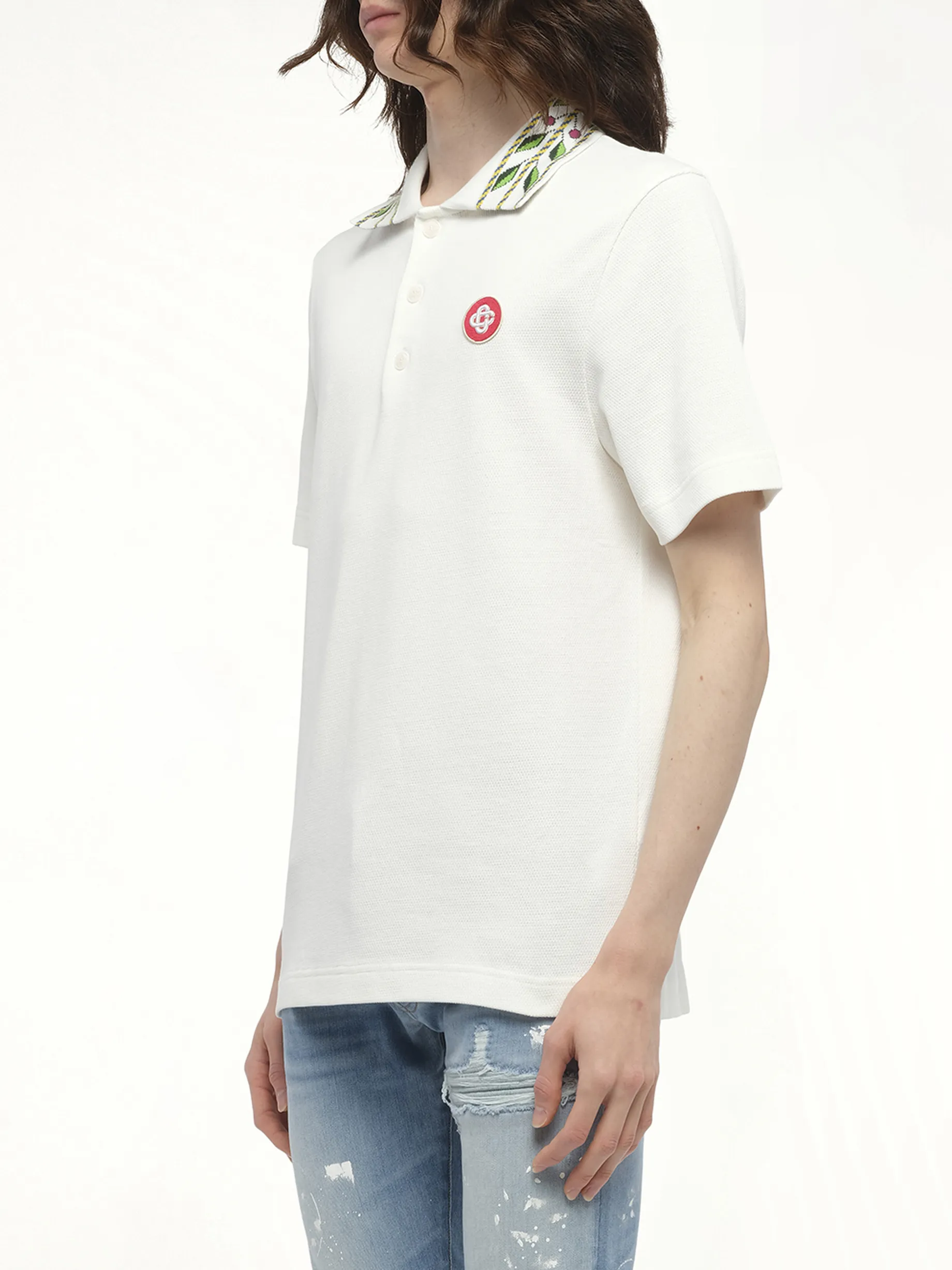 Classic Laurel Pique Polo in Off White sold by MARAIS product image thumbnail 5