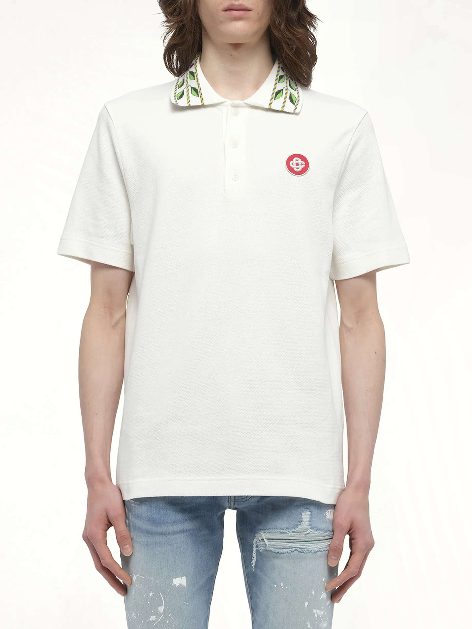 Classic Laurel Pique Polo in Off White sold by MARAIS