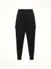Rayon Twill Cuffed Pants in Black sold by MARAIS