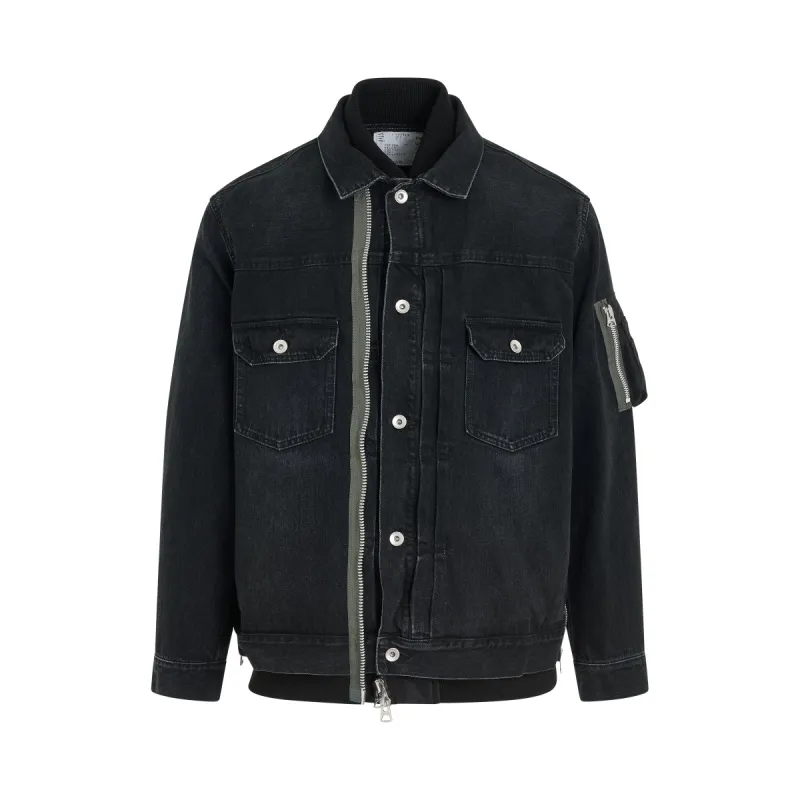 Layered Denim Blouson in Black sold by MARAIS