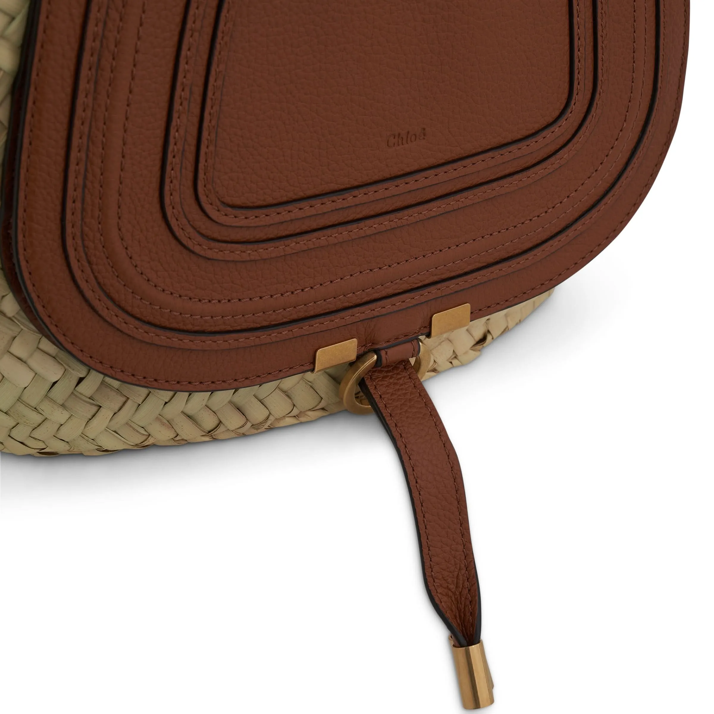 Medium Marcie Basket Bag in Raffia & Calfskin in Tan sold by MARAIS product image thumbnail 4