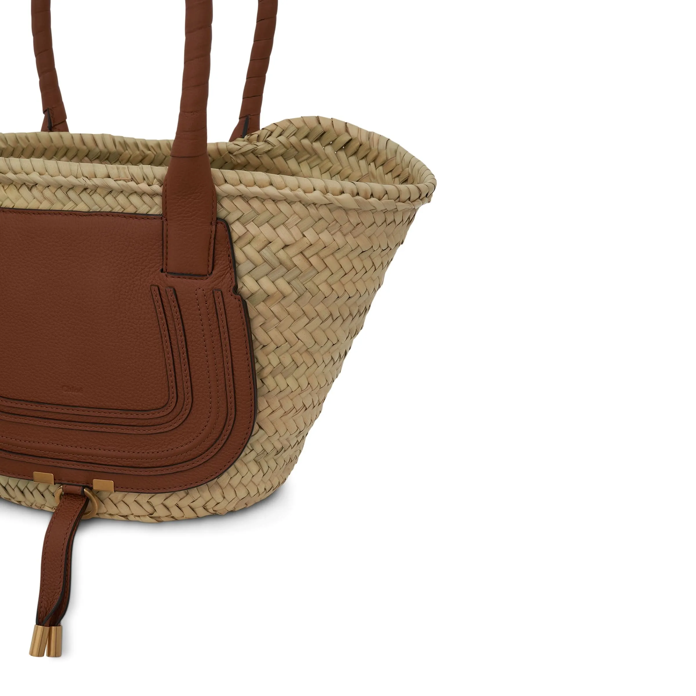 Medium Marcie Basket Bag in Raffia & Calfskin in Tan sold by MARAIS product image thumbnail 5