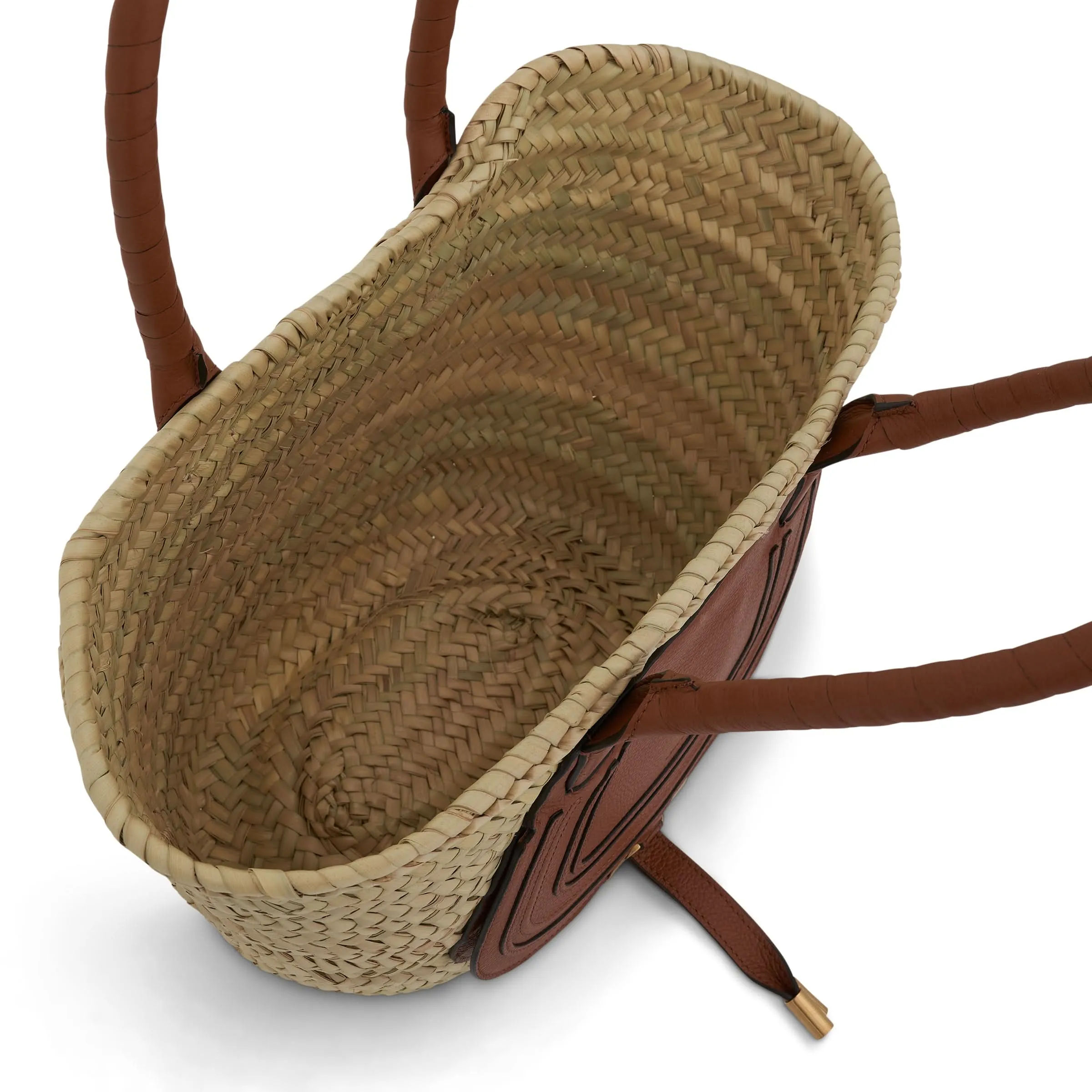 Medium Marcie Basket Bag in Raffia & Calfskin in Tan sold by MARAIS product image thumbnail 3