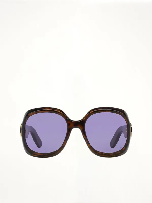 DiorLady 9522 R2F 10A158 Sunglasses in Havana/Purple sold by MARAIS