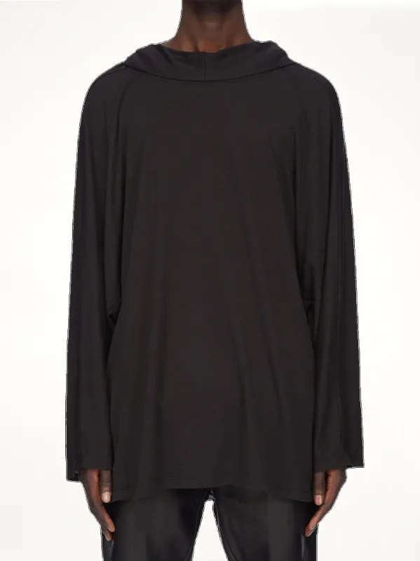 Silk Wool Hooded Tunic in Black made by Rick Owens