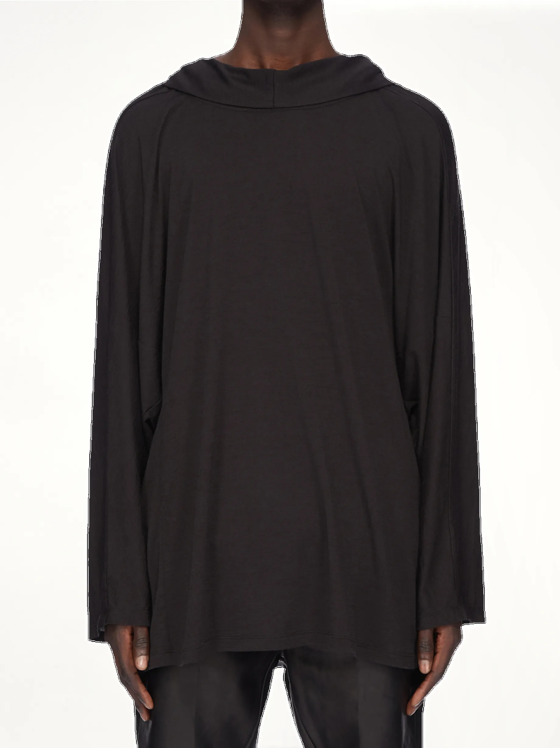 Silk Wool Hooded Tunic in Black sold by MARAIS