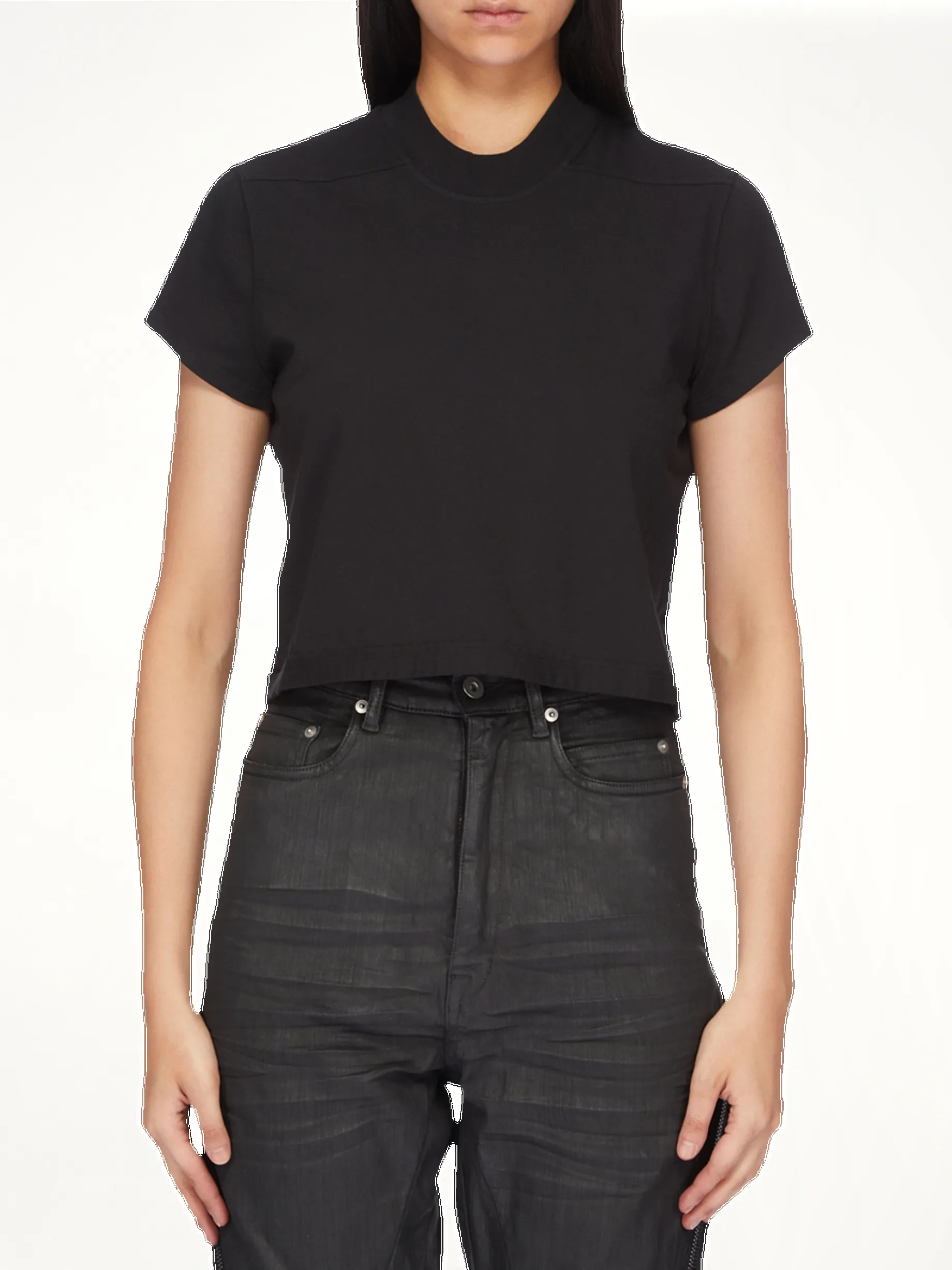 Cropped Small Level T-Shirt in Black sold by MARAIS