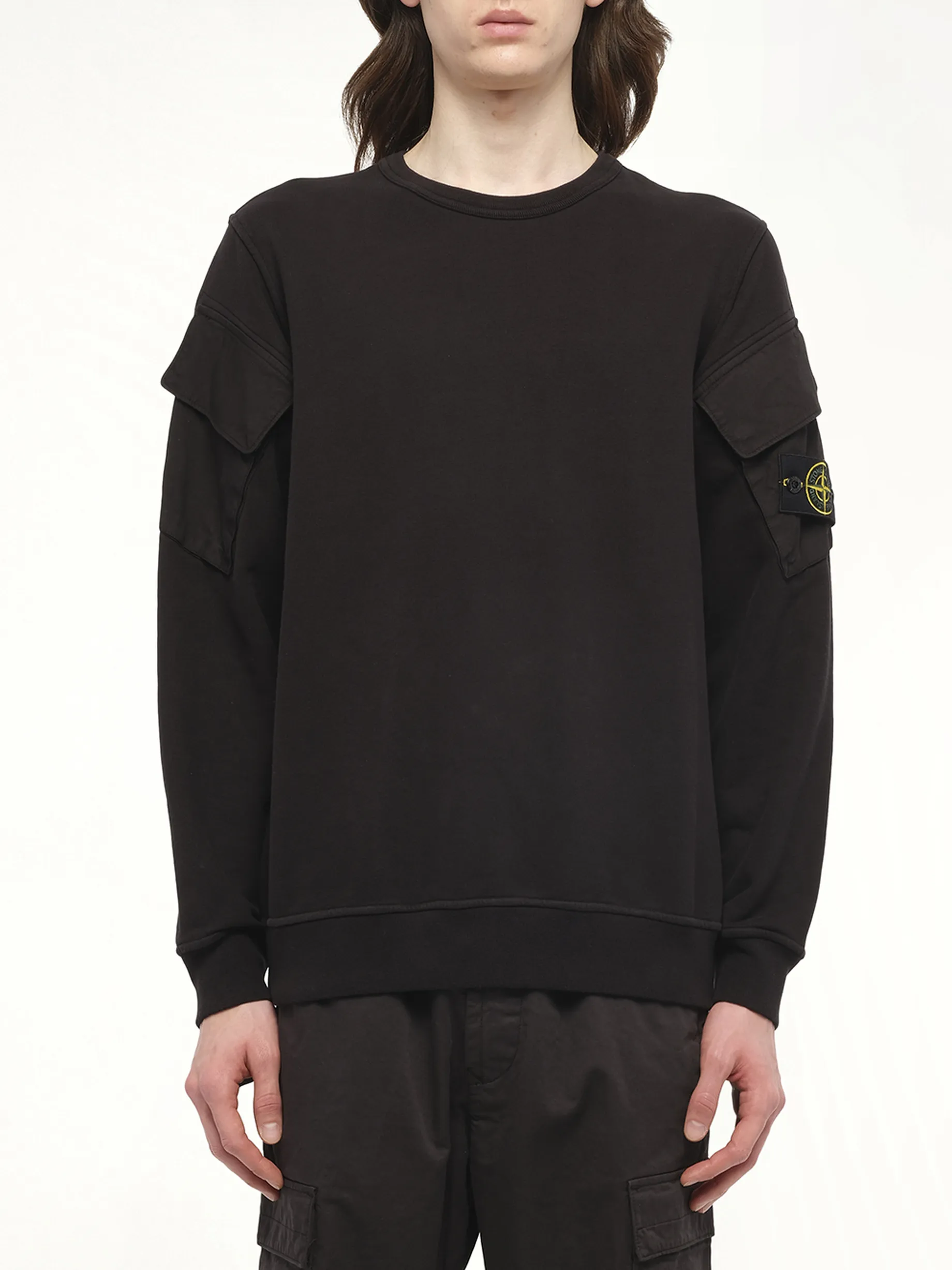 610000 Cotton Fleece Sweatshirt in Black sold by MARAIS