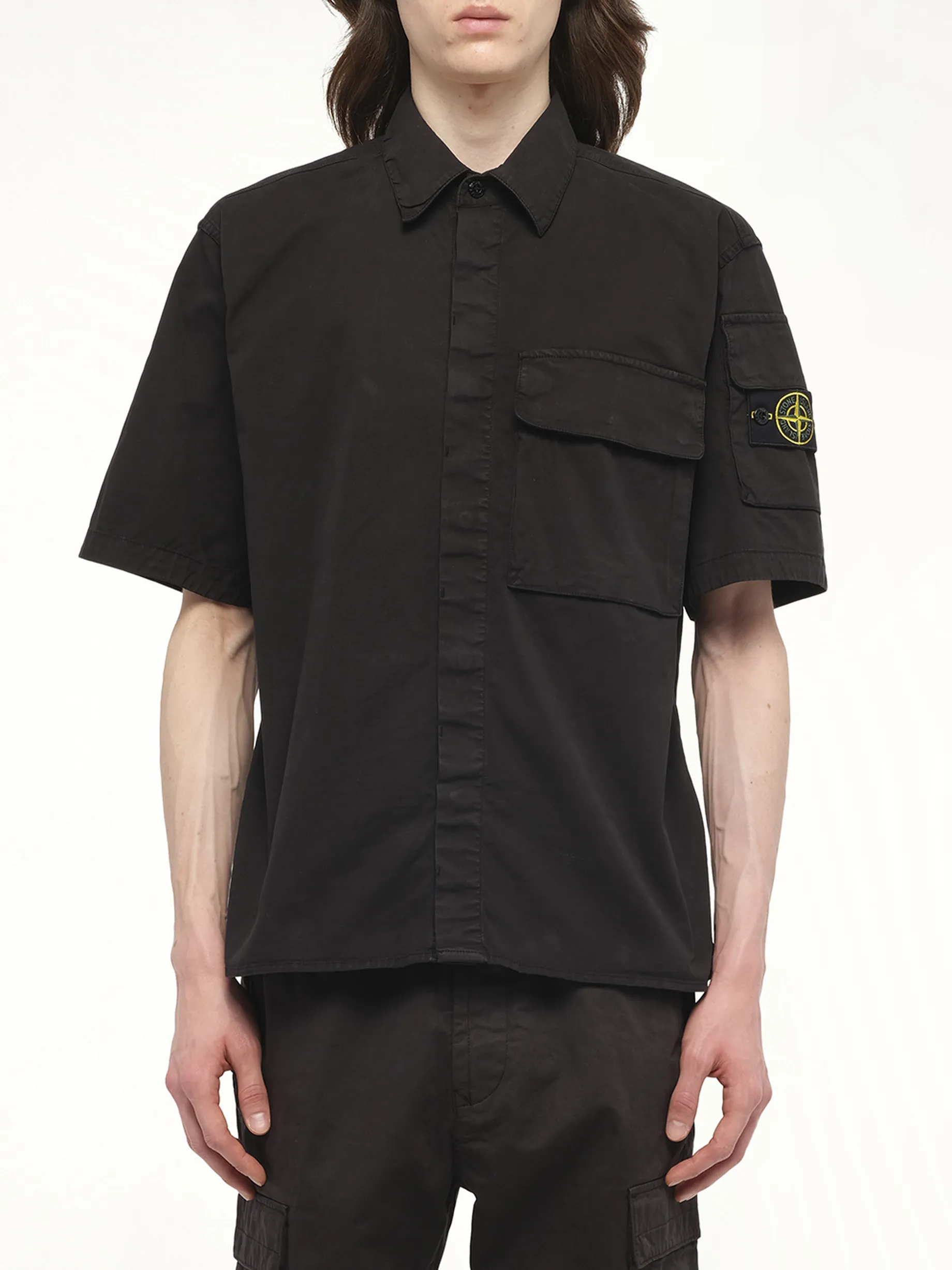 110000 Supima Shirt M/Corta in Black sold by MARAIS