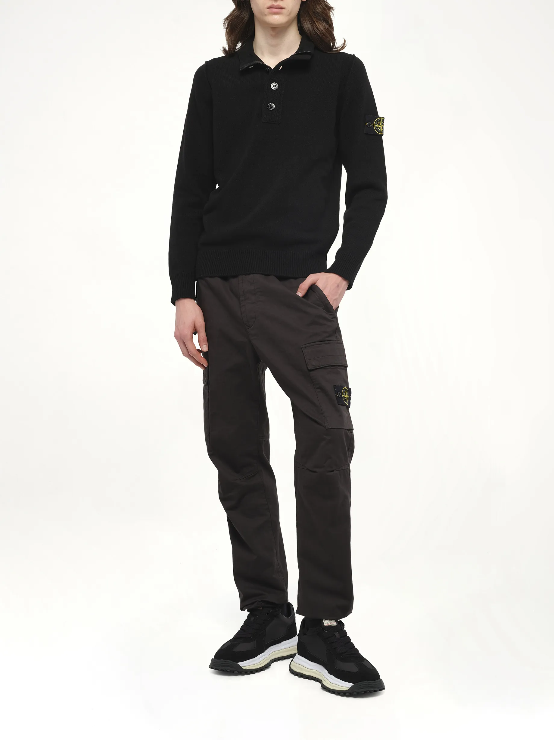 510004 Lambs Wool LS Polo in Black sold by MARAIS product image thumbnail 4
