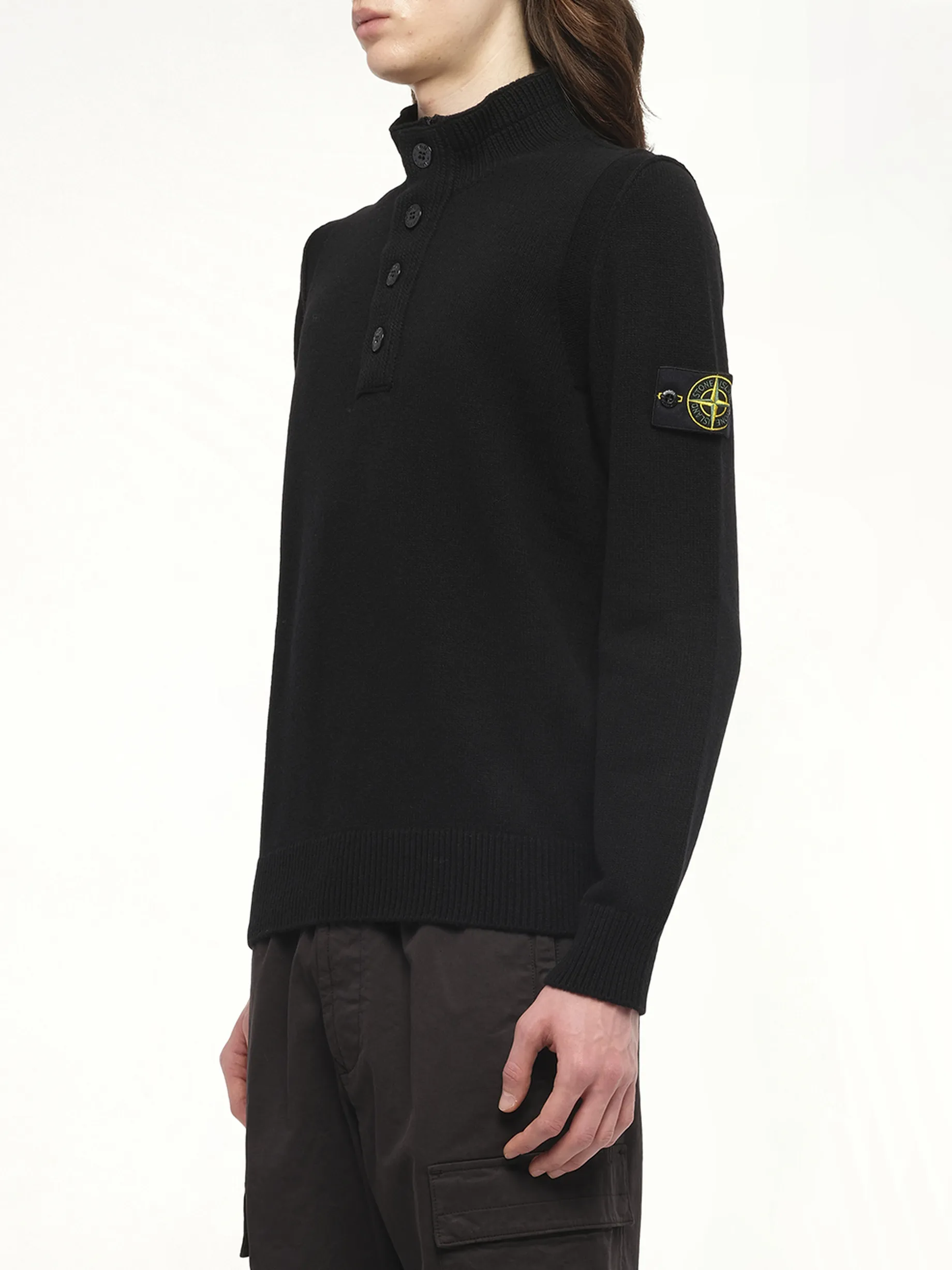 510004 Lambs Wool LS Polo in Black sold by MARAIS product image thumbnail 5
