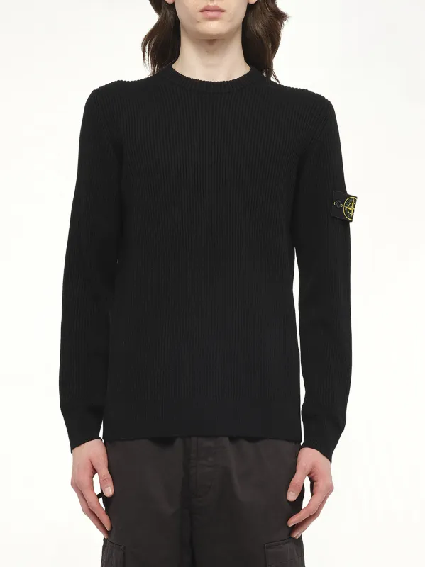510005 Wool Crew Neck Sweater in Black sold by MARAIS