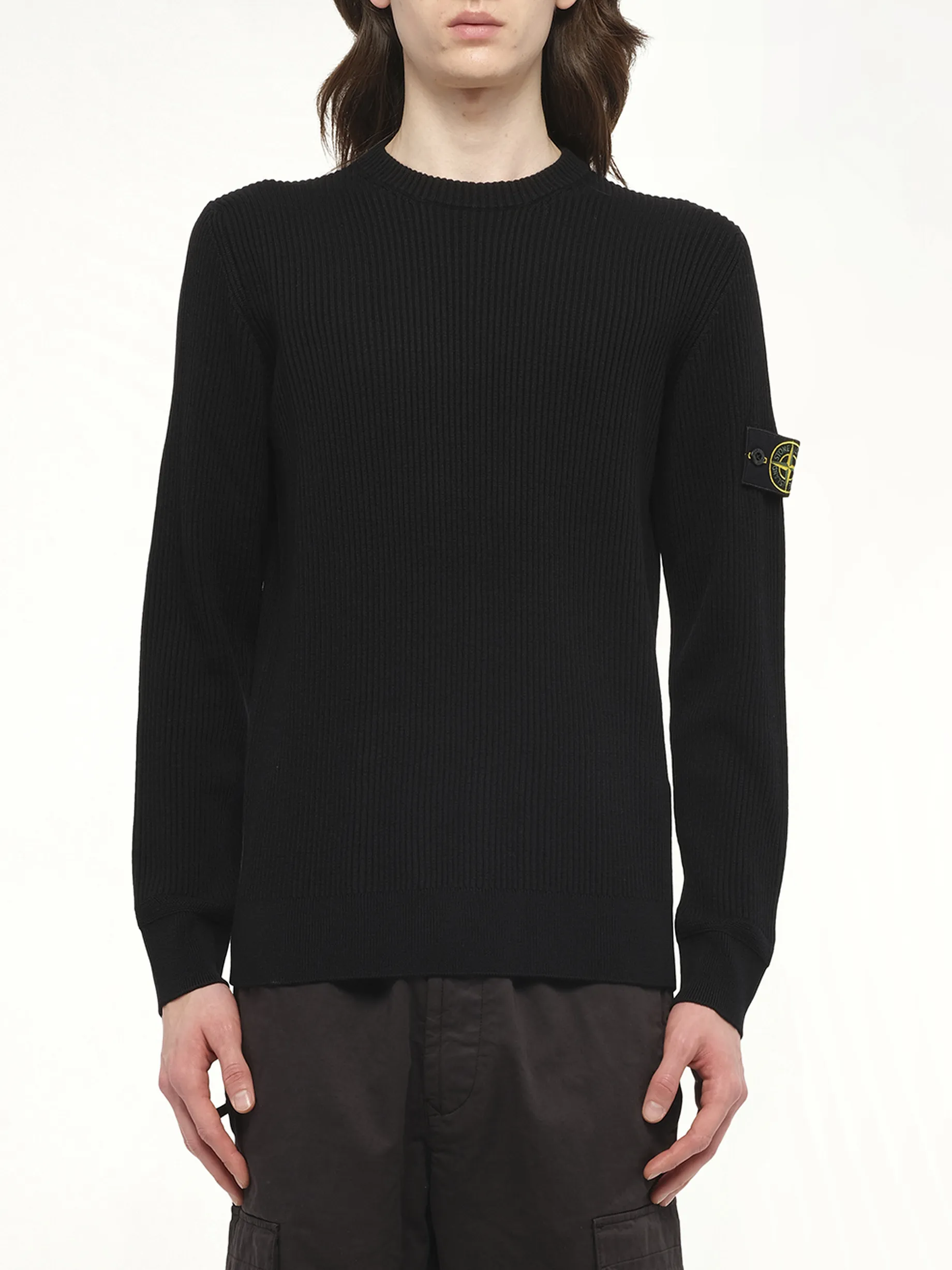 510005 Wool Crew Neck Sweater in Black sold by MARAIS