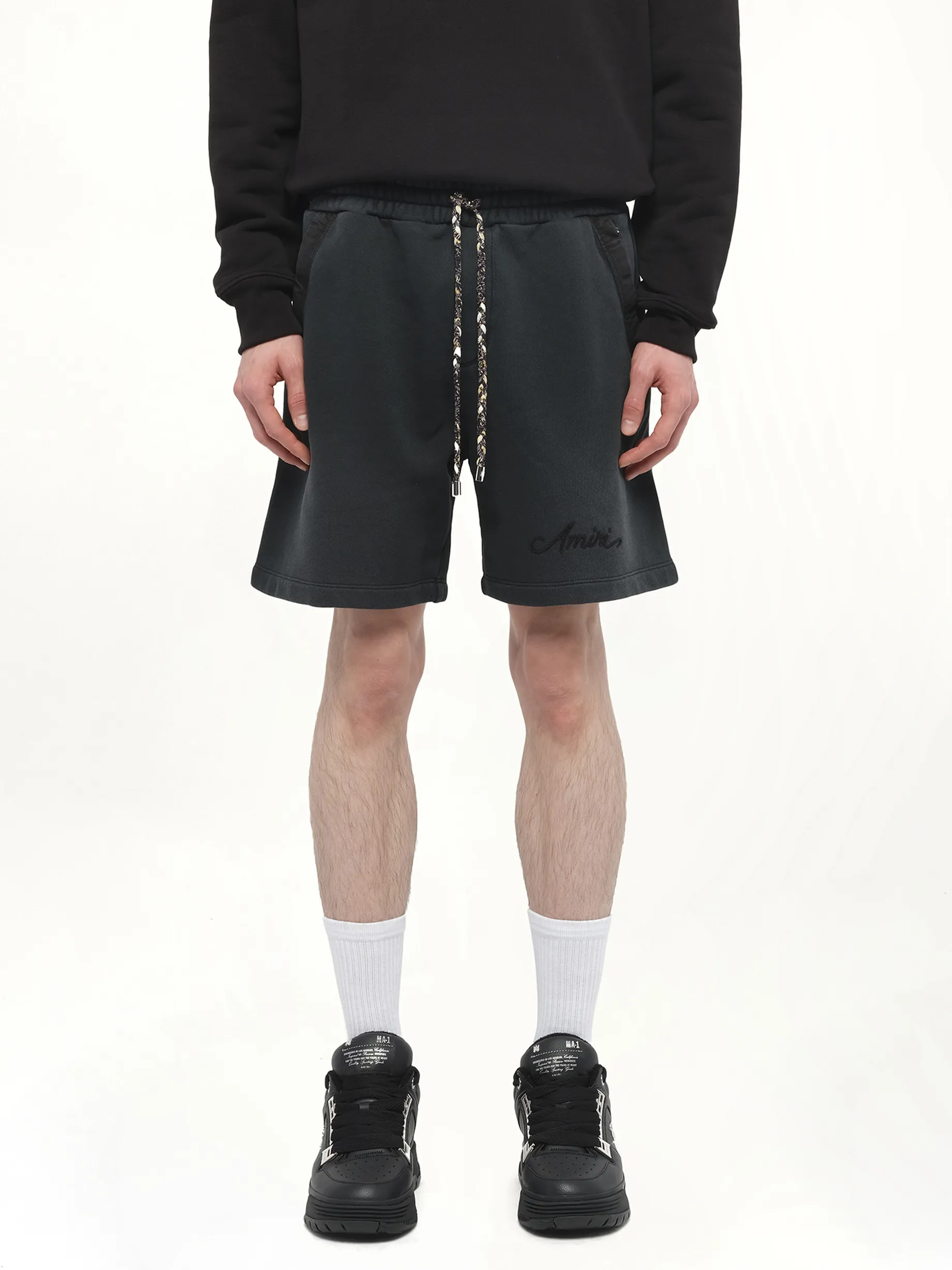 Bleach Bandana Shorts in Black sold by MARAIS