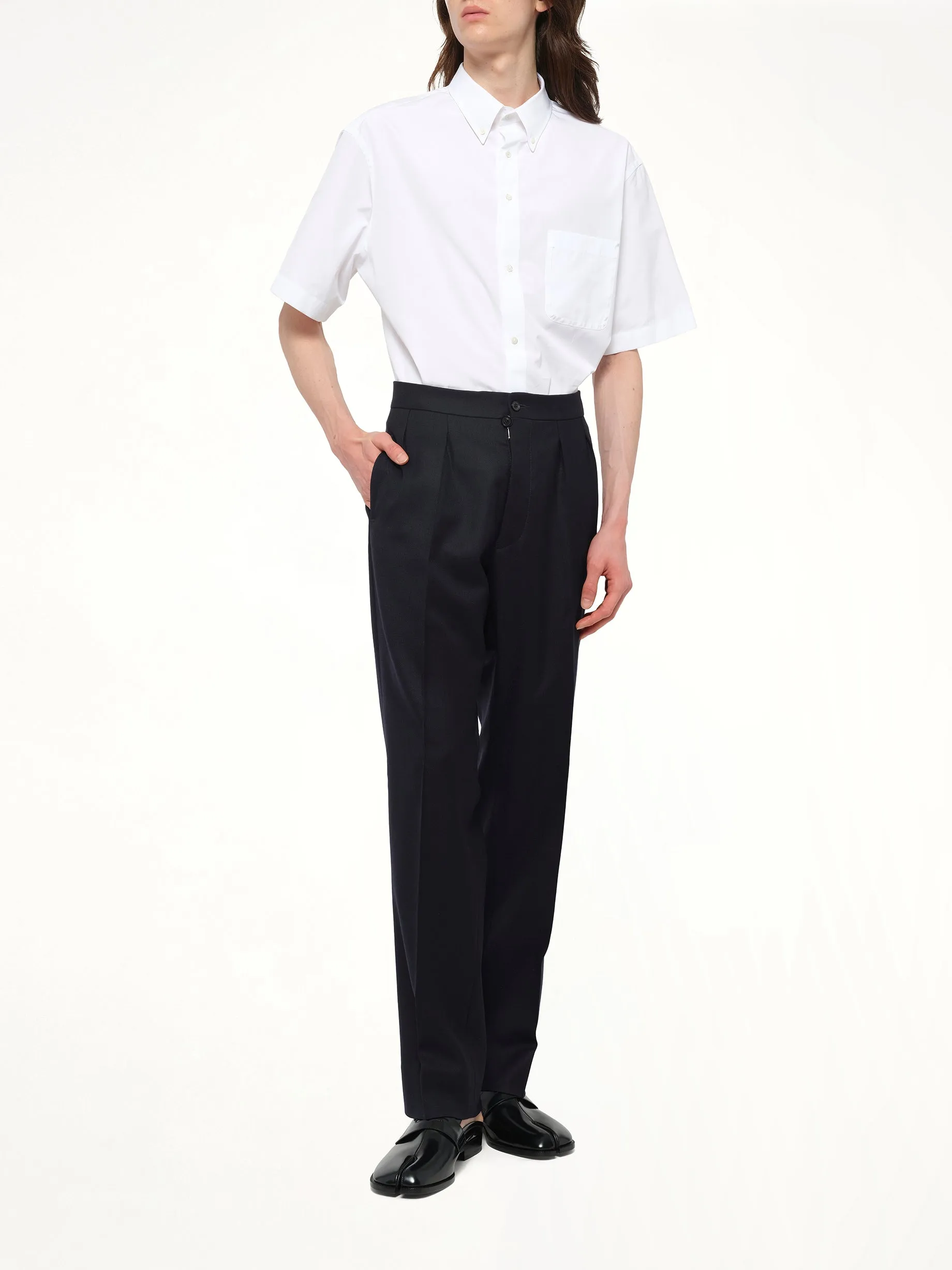 Wool Twill Pants in Blue sold by MARAIS product image thumbnail 4