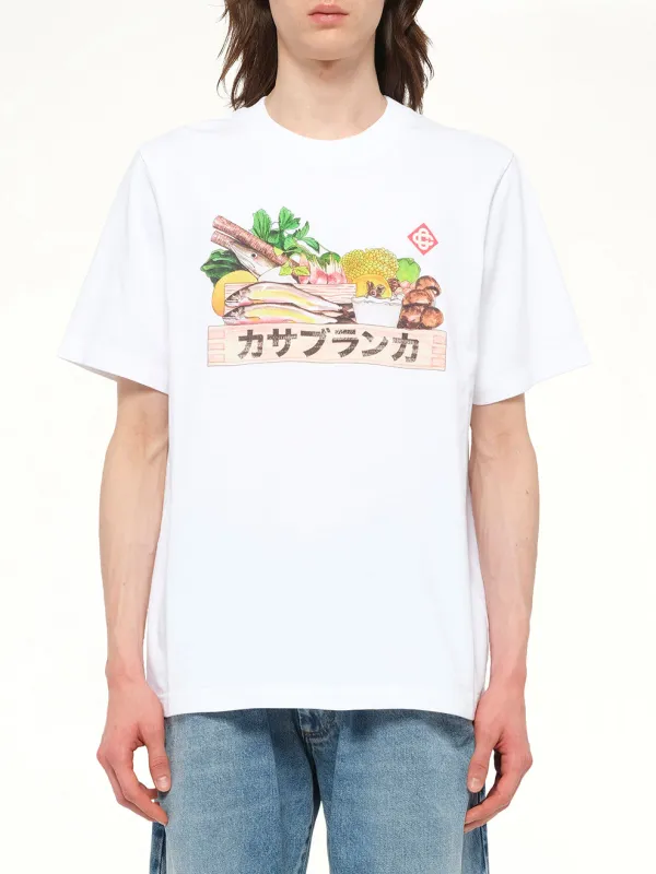 Casablanca Ingredient Printed T-Shirt in White sold by MARAIS