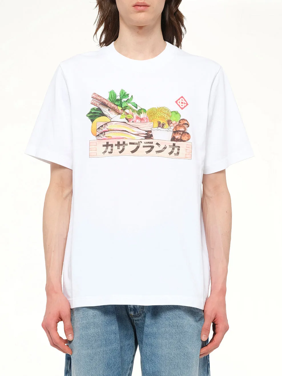 Casablanca Ingredient Printed T-Shirt in White sold by MARAIS