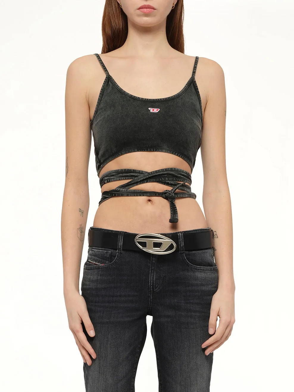 T-LEYA-TAIL-R1 Top in Black/Dark Grey sold by MARAIS