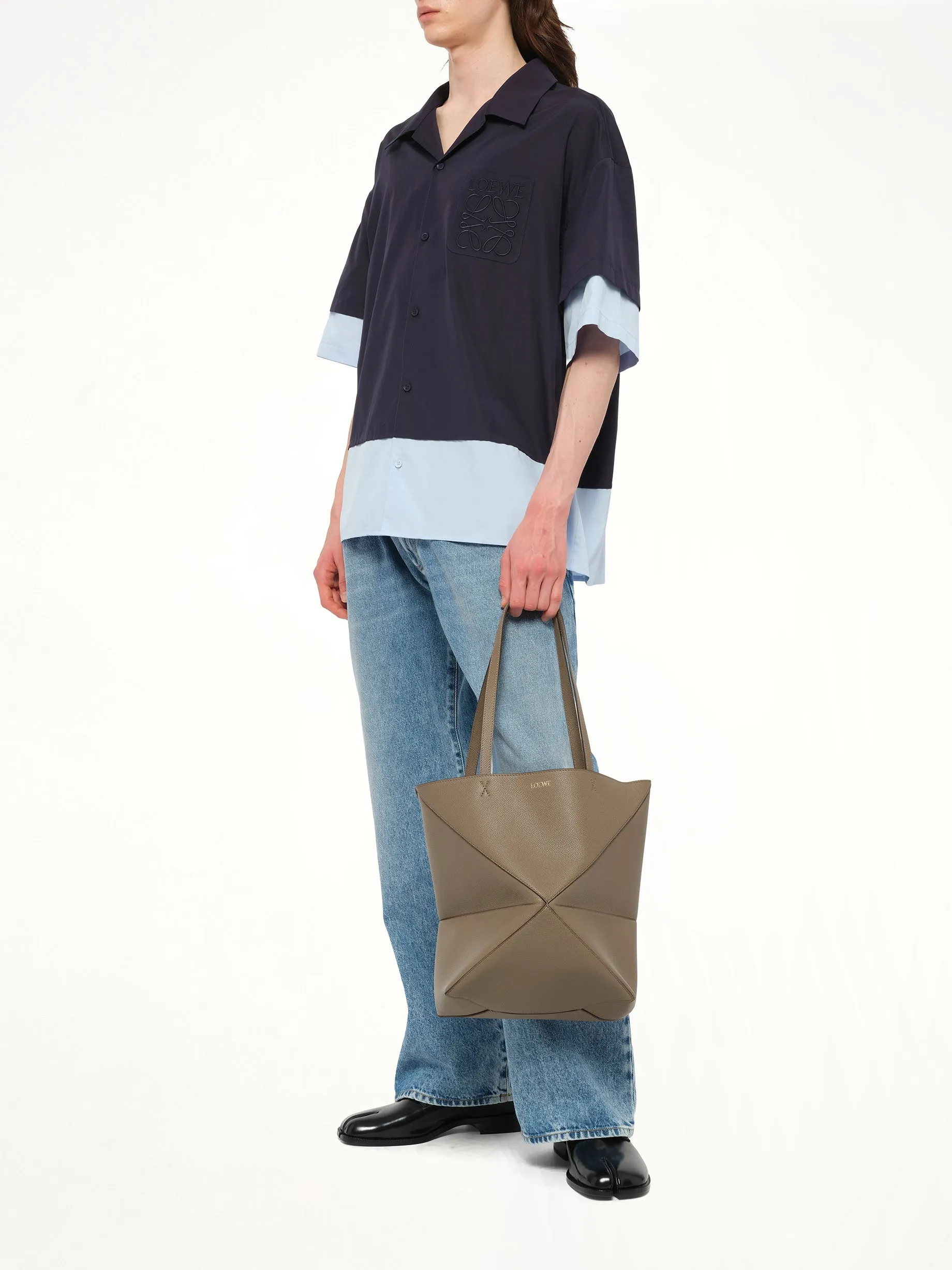 Puzzle Fold Tote Medium in Taupe sold by MARAIS product image thumbnail 4