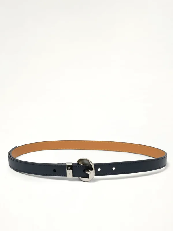 Pebble 2cm Belt in Deep Navy/Palladium sold by MARAIS
