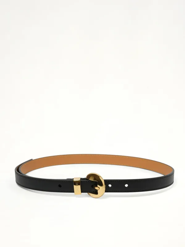 Pebble 2cm Belt in Black/Gold sold by MARAIS