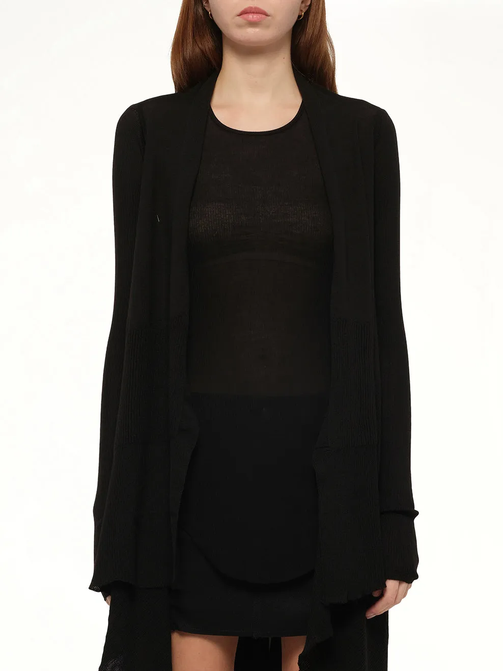 Long Wrap Cardigan in Black sold by MARAIS