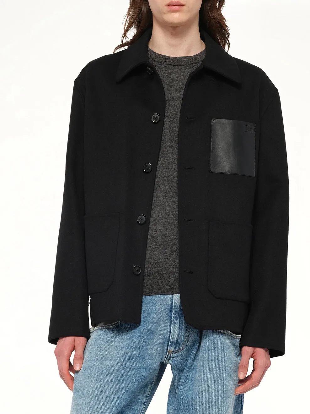 Wool Workwear Jacket in Black sold by MARAIS product image thumbnail 5