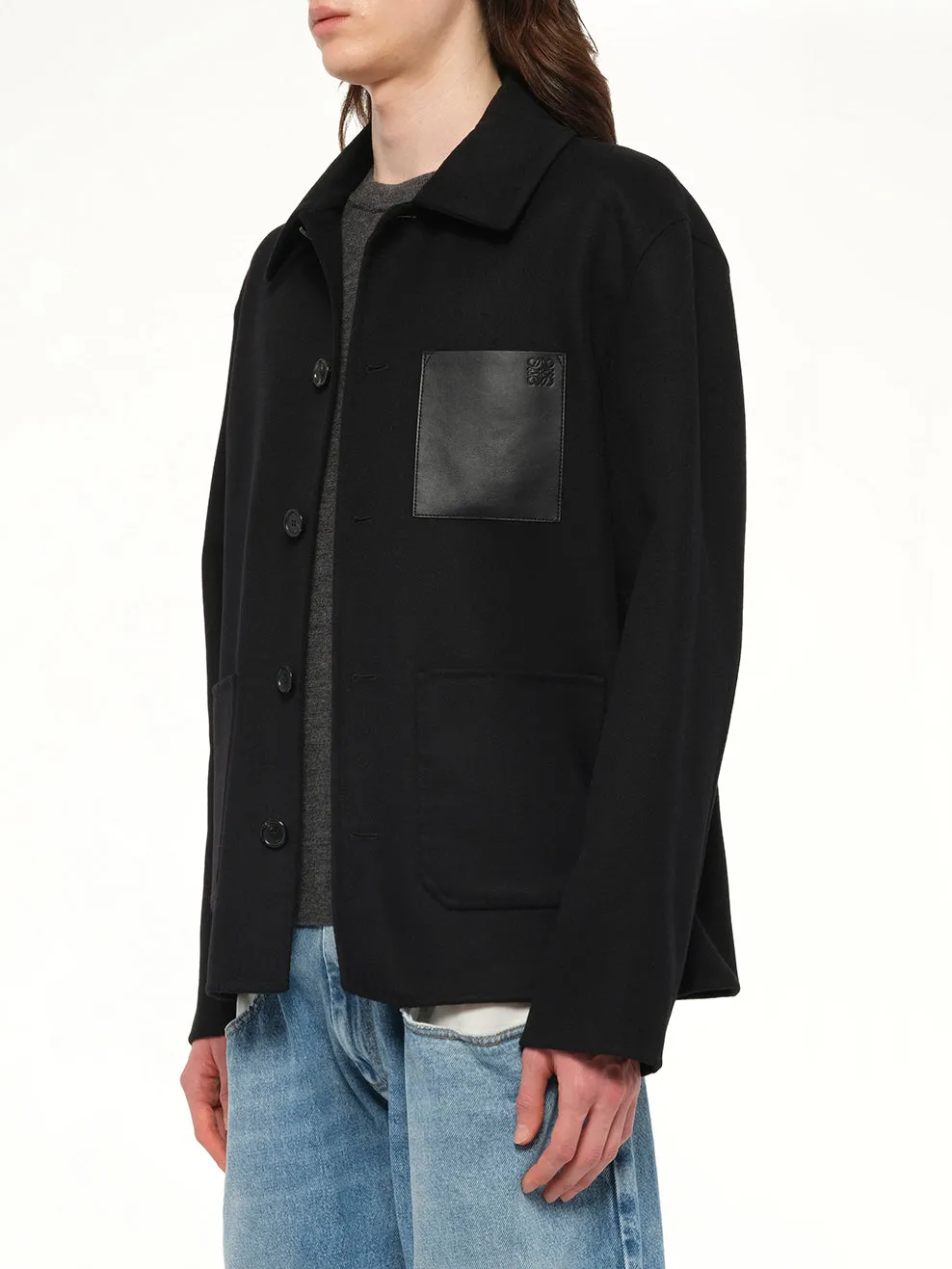 Wool Workwear Jacket in Black sold by MARAIS product image thumbnail 3