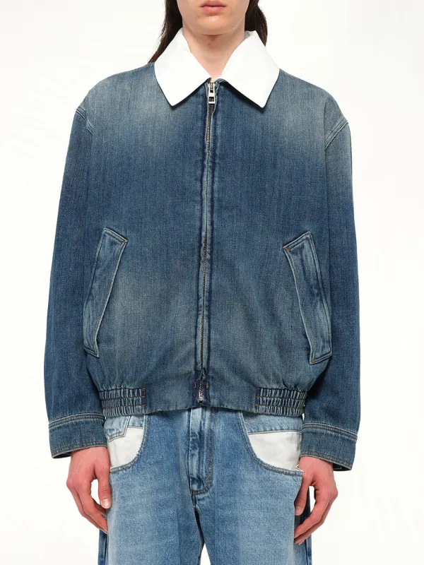 Zip-Up Denim Jacket in Blue sold by MARAIS